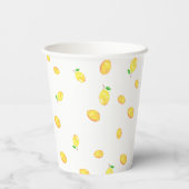 Lemon Theme Baby Shower Citrus Modern Script Pappbecher (Rückseite)