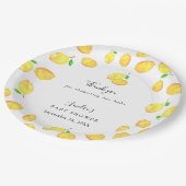 Lemon Theme Baby Shower Citrus Modern Script Pappteller (Schrägansicht)