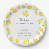 Lemon Theme Baby Shower Citrus Modern Script Pappteller (Vorderseite)