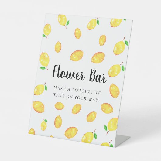 Lemon Theme Brautparty Blume Bar Sign Sockelschild (Vorderseite)