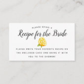 Lemon Theme Brautparty Rezept Card Begleitkarte (Vorderseite)