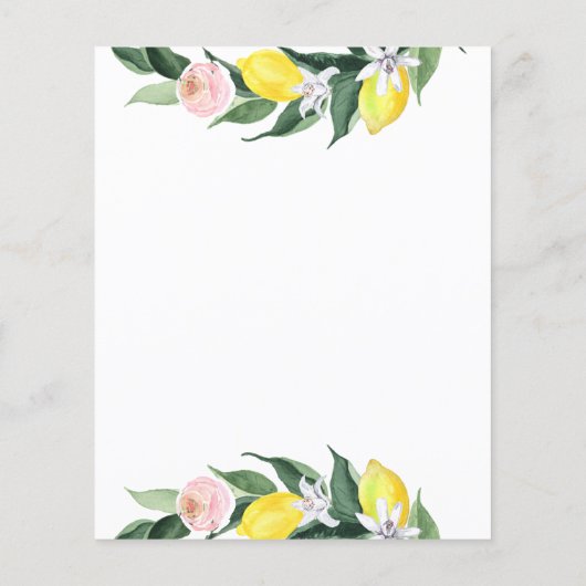 Lemon Theme Brautparty Trivia Frage Flyer (Hinten)