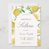 Lemon Theme Bridal Dusche Einladung in Spanisch (Vorderseite)