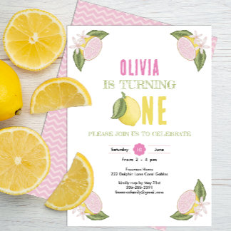 Lemon Theme Erstgeburt Girl Einladung