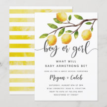 Lemon Theme Gender Reveal Sommer-Party Einladung