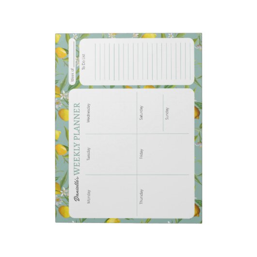 Lemon Theme Personalisiert Weekly Planer Pad Notizblock (Rotiert)