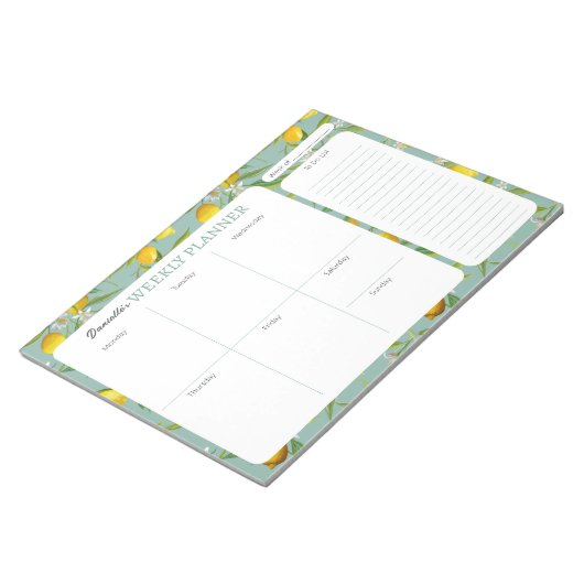 Lemon Theme Personalisiert Weekly Planer Pad Notizblock (angewinkelt)