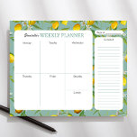 Lemon Theme Personalisiert Weekly Planer Pad Notizblock<br><div class="desc">Warum nicht auf schöne Weise organisiert werden? Dieser Planerblock ist überschwemmt mit hellgelben Zitronen und Grünpflanzen auf coolem,  blauen Hintergrund. Es gibt viel Platz,  um alles aufzuschreiben,  was Sie für jede Woche tun müssen.</div>