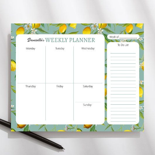 Lemon Theme Personalisiert Weekly Planer Pad Notizblock