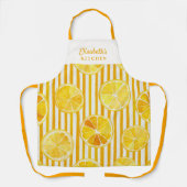 Lemon Theme Stripes Name Apron Schürze (Vorderseite)