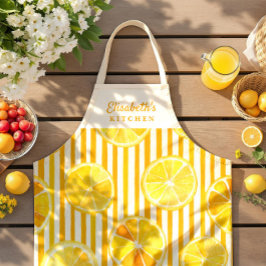 Lemon Theme Stripes Name Apron Schürze