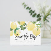 Lemon Theme Summer Wedding Save the Date Postkarte (Stehend Vorderseite)