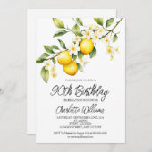Lemon Theme Watercolo 90. Geburtstagsparty Einladung (Vorne/Hinten)