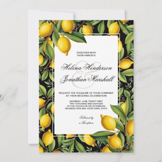 Lemon Theme Wedding oder Amalfi Coast Event Einladung (Vorderseite)