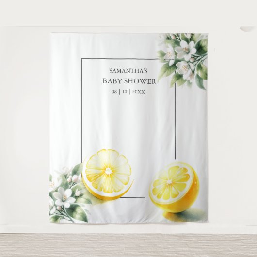 Lemon Themed Baby Dusche Foto Hintergrund Wandteppich (Vorderseite)