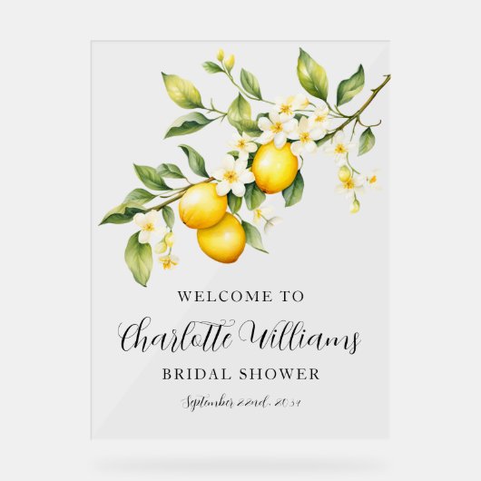 Lemon Themed Brautparty Willkommen Acrylschild (Vorderseite)