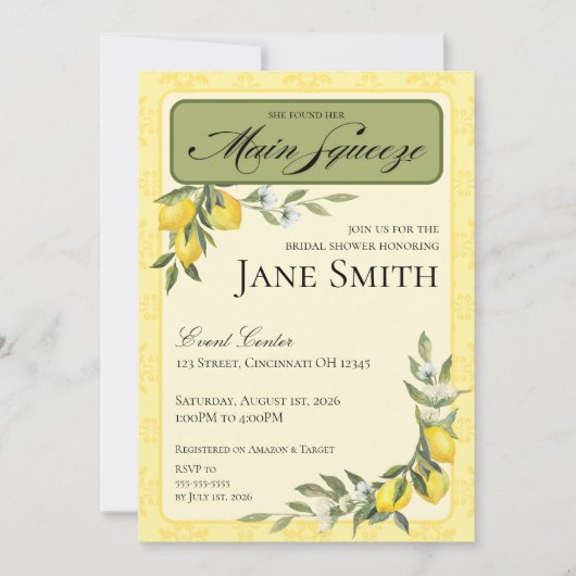 Lemon Themed Bridal Shower Invitation Einladung (Vorderseite)
