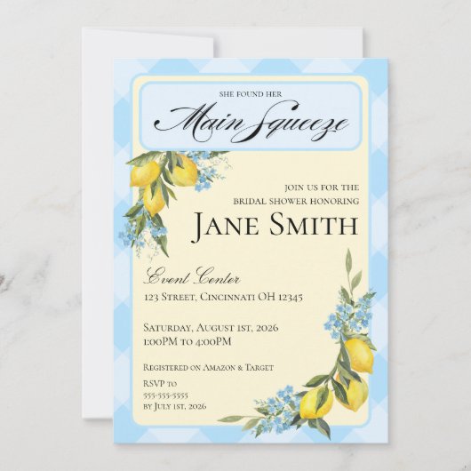 Lemon Themed Bridal Shower Invitation Einladung (Vorderseite)