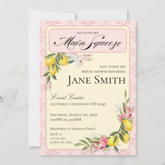 Lemon Themed Bridal Shower Invitation Einladung (Vorderseite)