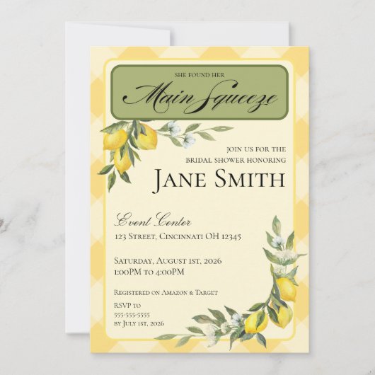 Lemon Themed Bridal Shower Invitation Einladung (Vorderseite)