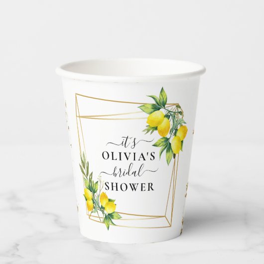 Lemon Themed Geometric Brautparty Paper Cups Pappbecher (Vorderseite)