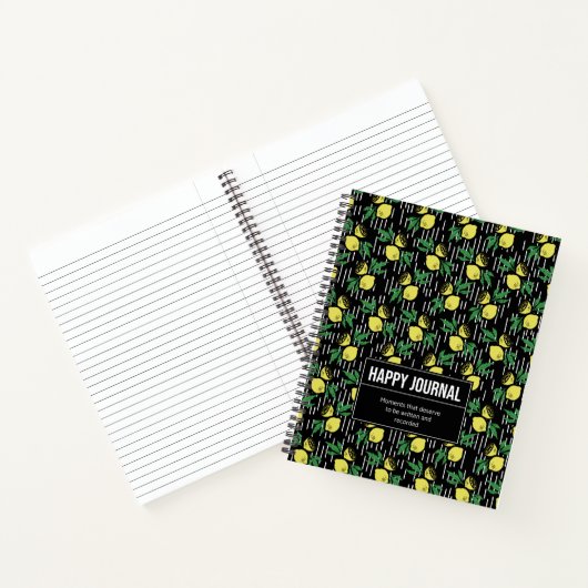 Lemon-Themed "Happy Journal" - Früchte & Positivit Notizblock (Innenseite)