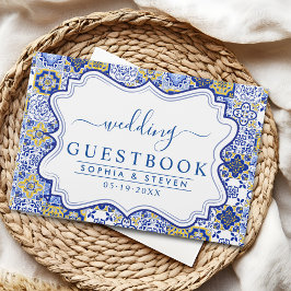 Lemon-Themed Mediterranean Tile Wedding Gästebuch