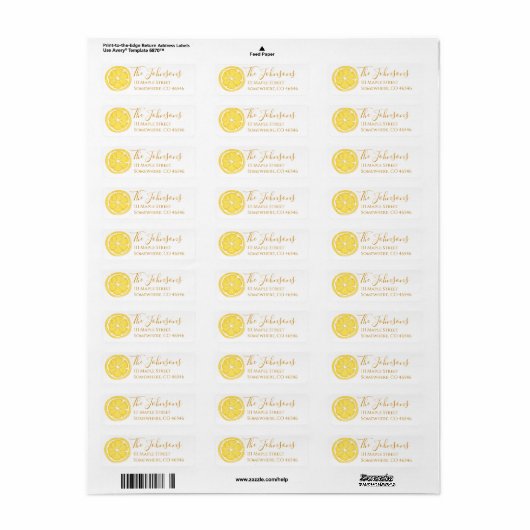 Lemon Themed Personalisiert Address Labels (Vorne)