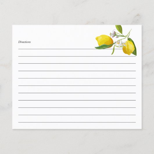 Lemon themed, Rezept Karte personalisiert (Rückseite)