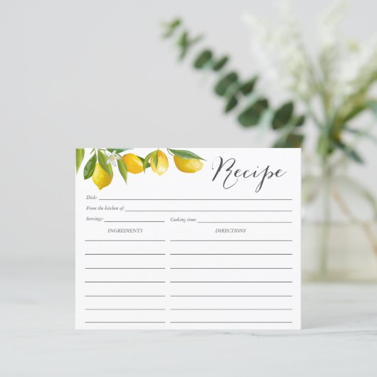 Lemon Themed Rezeptkarten (Stehend Vorderseite)