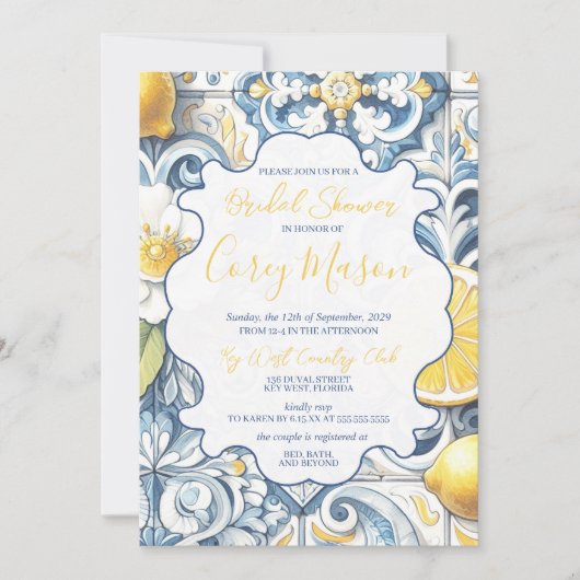 Lemon Tile Brautparty Einladung (Vorderseite)