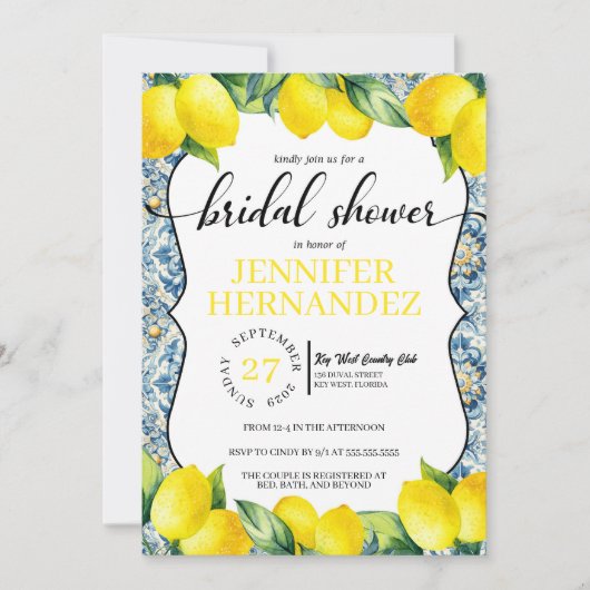 Lemon Tile Brautparty Einladung (Vorderseite)