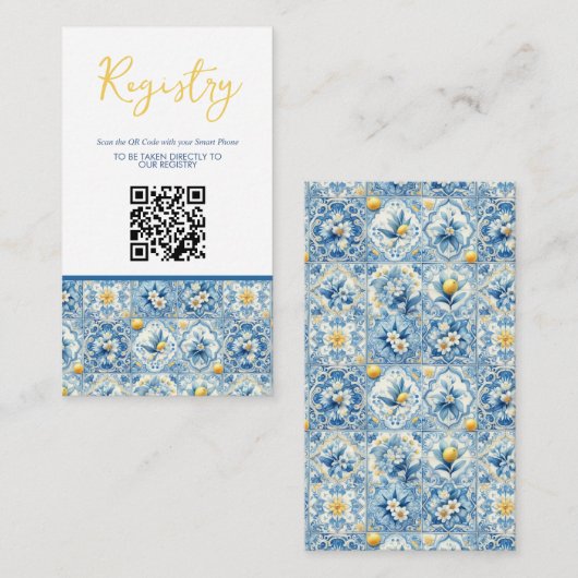Lemon Tile Brautparty Registry QR Begleitkarte (Vorne/Hinten)