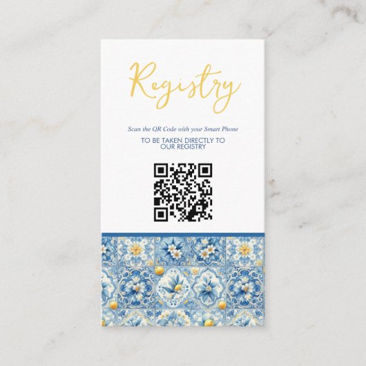 Lemon Tile Brautparty Registry QR Begleitkarte (Vorderseite)