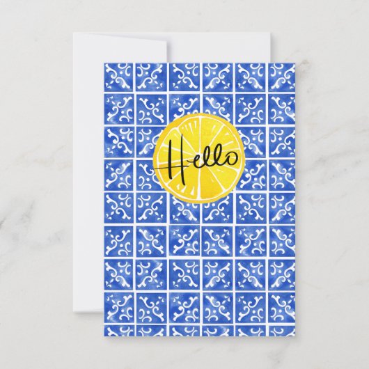 Lemon & Tile "Hello" Flachgrusskarte Dankeskarte (Vorderseite)