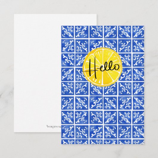 Lemon & Tile "Hello" Flachgrusskarte Dankeskarte (Vorne/Hinten)
