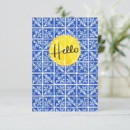 Lemon & Tile "Hello" Flachgrusskarte Dankeskarte