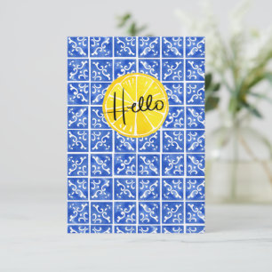 Lemon & Tile "Hello" Flachgrusskarte Dankeskarte