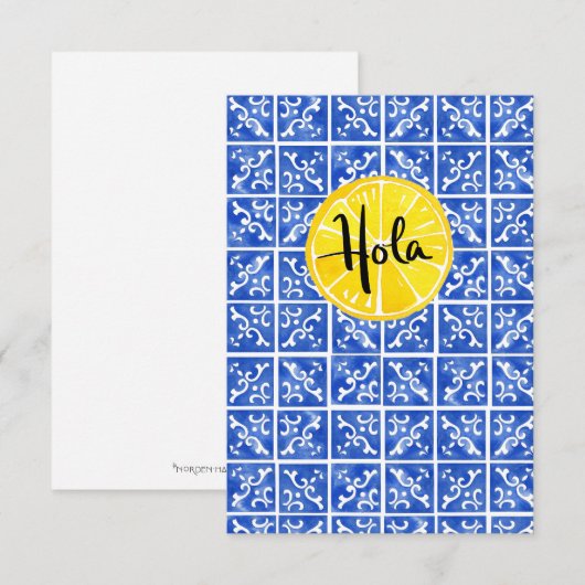 Lemon & Tile Hello in Spanish: "Hola card" Dankeskarte (Vorne/Hinten)