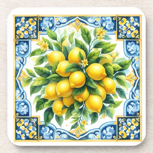 Lemon Tile Plastic Coaster Set Getränkeuntersetzer (Vorderseite)