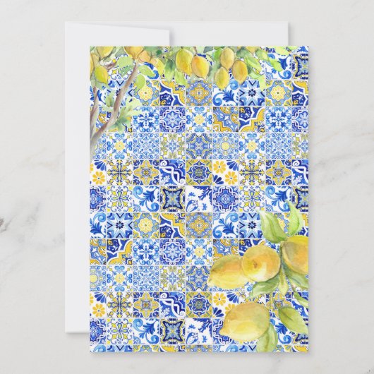 Lemon Tiles | Sommerhochzeit im Mittelmeer Einladung (Rückseite)