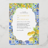 Lemon Tiles | Sommerhochzeit im Mittelmeer Folieneinladung (Vorderseite)