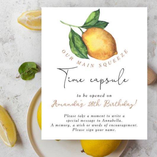 Lemon Time Kapsel 1. Geburtstag geschlechtsneutral Poster