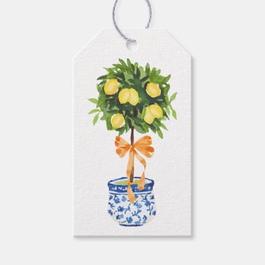 Lemon Topiary, Orange Bow Geschenkanhänger (Vorderseite)