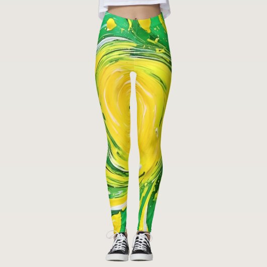 Lemon Tornado Design Leggings (Vorderseite)