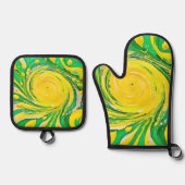 Lemon Tornado Design Ofenhandschuh & Topflappen-Set (Vorderseite)