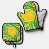 Lemon Tornado Design Ofenhandschuh & Topflappen-Set (Vorderseite/Rückseite)