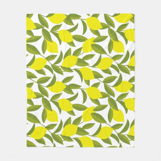 Lemon Tree Art: Gelbe Zitrusfrüchte Nahtlose Muste Fleecedecke (Vorderseite)