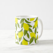 Lemon Tree Art: Gelbe Zitrusfrüchte Nahtlose Muste Kaffeetasse (VorderseiteRechts)