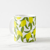 Lemon Tree Art: Gelbe Zitrusfrüchte Nahtlose Muste Kaffeetasse (Vorderseite Links)
